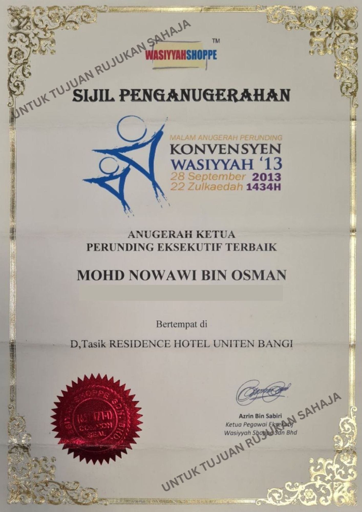 nawawi-anugerah-perunding-eksekutif-2013